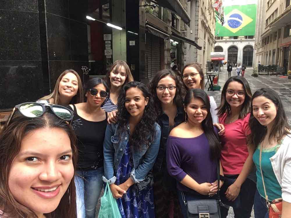 Photo of Speech Language Hearing Sciences graduate students studying in Brazil Summer 2018
