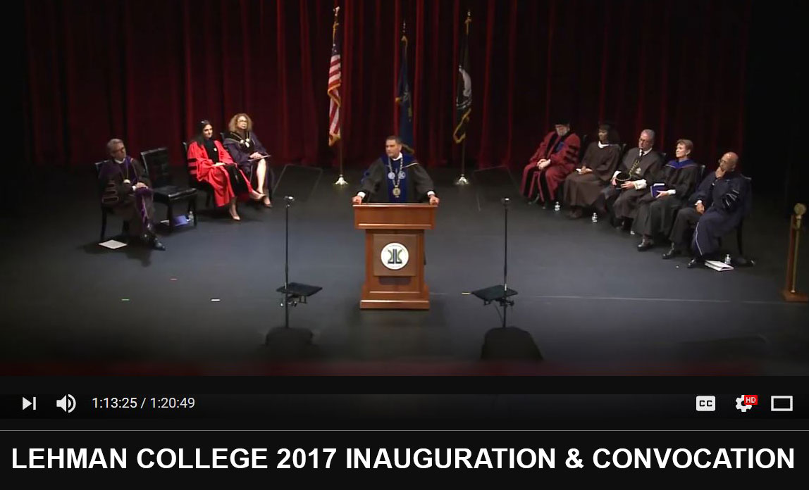 Photo of President Cruz Addressing the audience at the 2017 Inauguration and Convocation Event