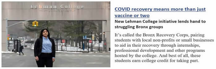 COVID recovery means more than just vaccine or two - New Lehman College initiative lends hand to struggling Bronx groups