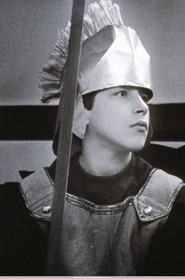 Image of boy dressed as a roman soldier and facing right