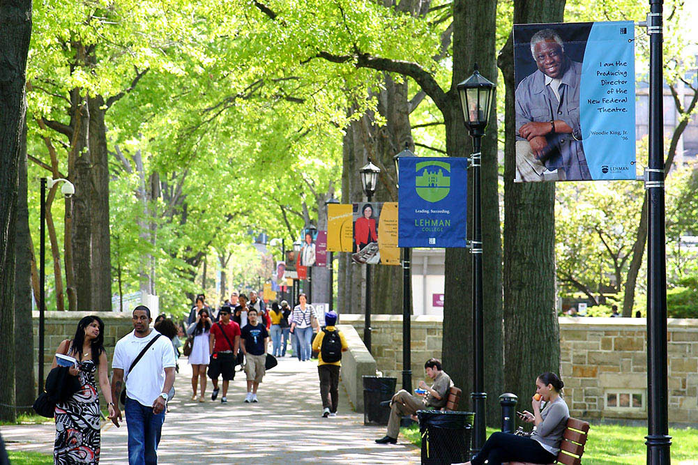 Students walking around campus