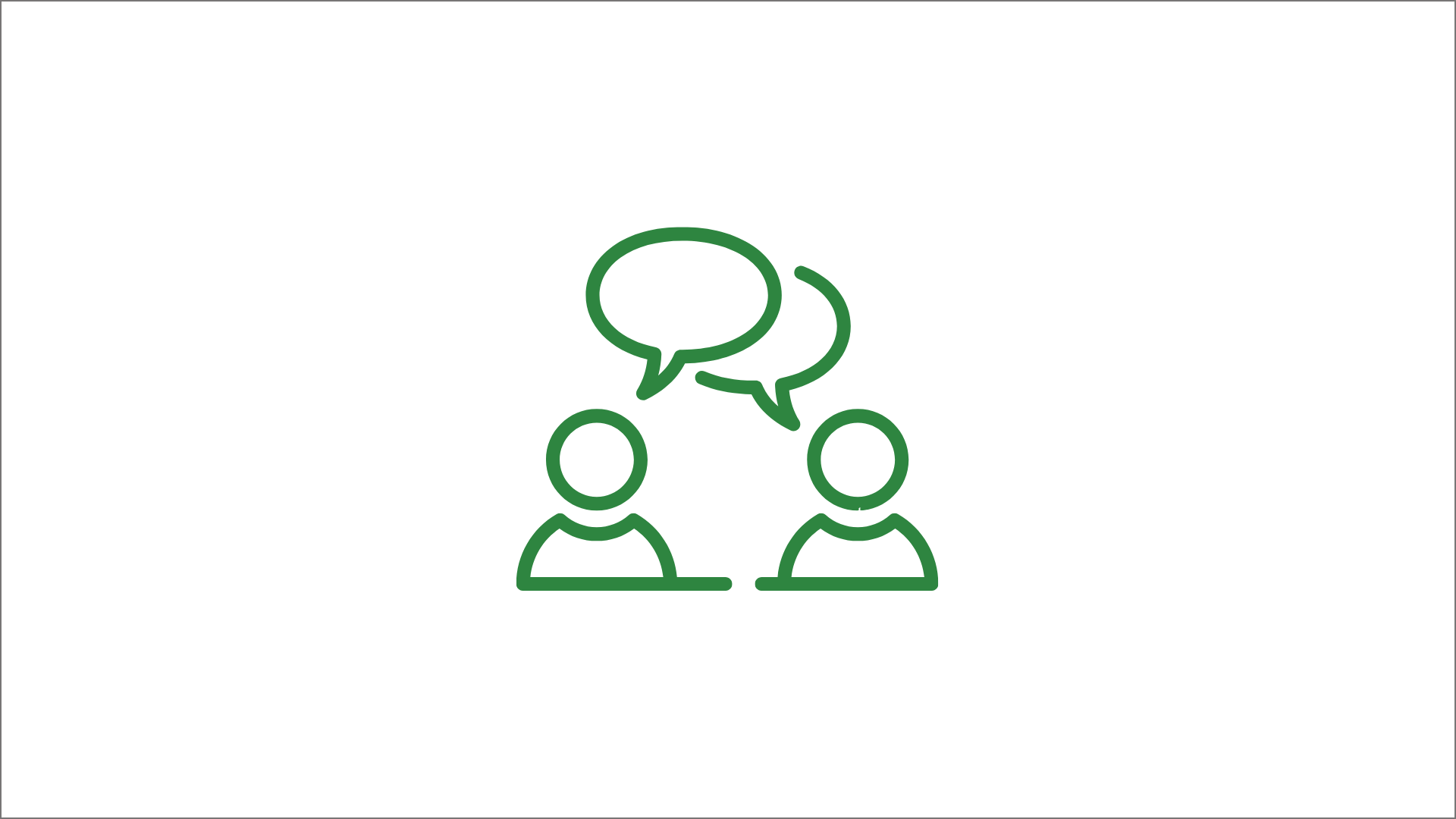 Line icon of two people talking with speech bubbles above them