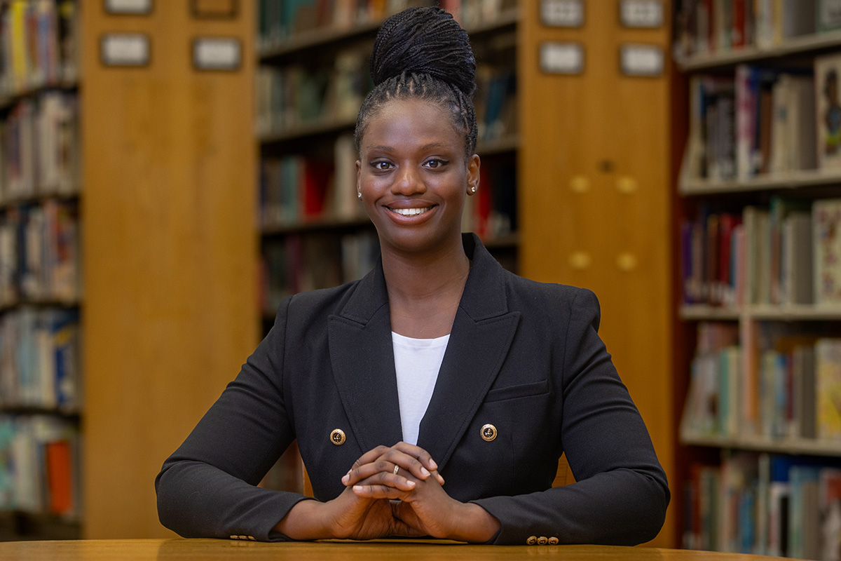 Photo of student at the Library