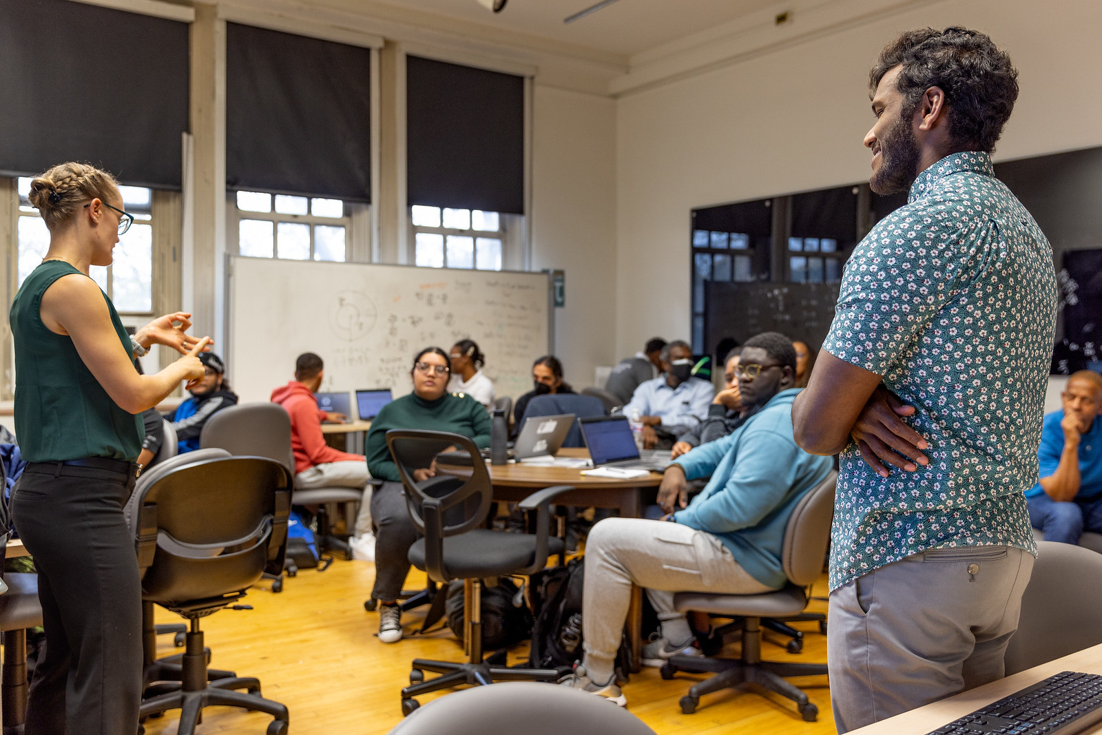 Math Student during a club meeting