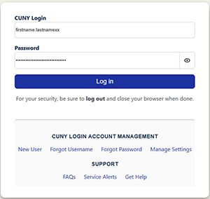 CUNY Login Screen Image