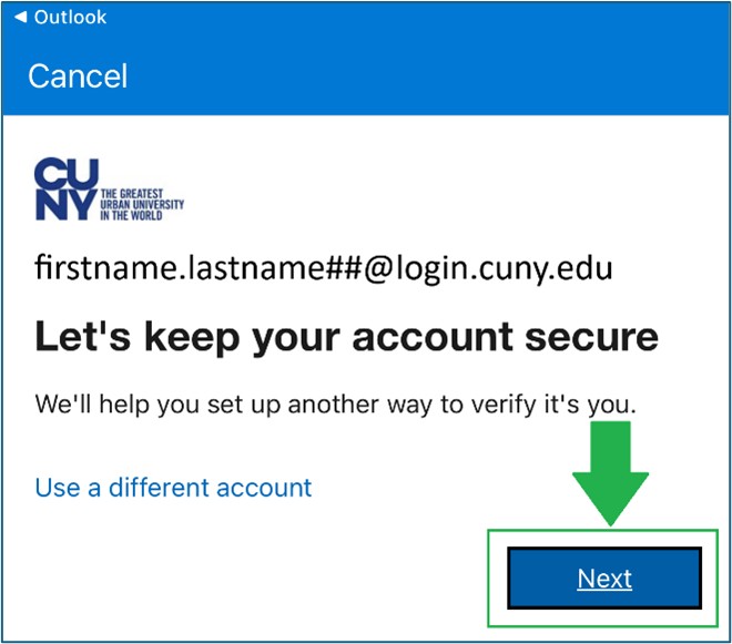 How to Add Your New Student Email to the Outlook App Desktop Windows Step5