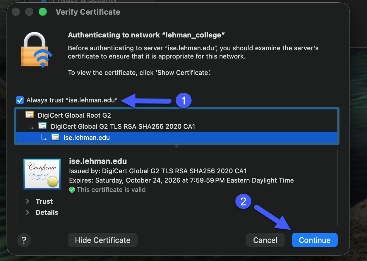 Connect to Wi-Fi using MacOS - Step 4a