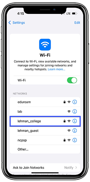 Connect to Wi-Fi using iPhone - Step 3