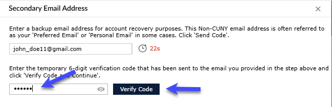How to Add a Secondary Email Address to Your Lehman Login Account - Step 6