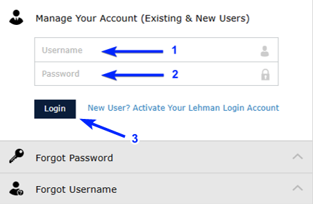 Managing Your Lehman Login Account - Step 2