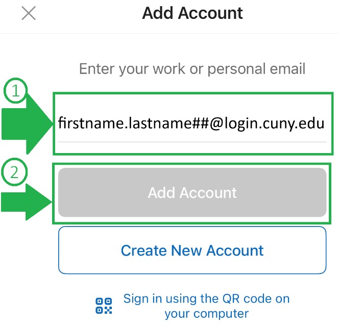 Add New Student Email to Outlook App on iPhone Step 3