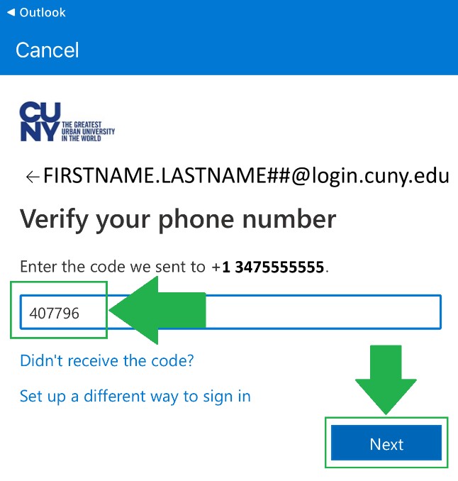 Add New Student Email to Outlook App on iPhone Step 8a