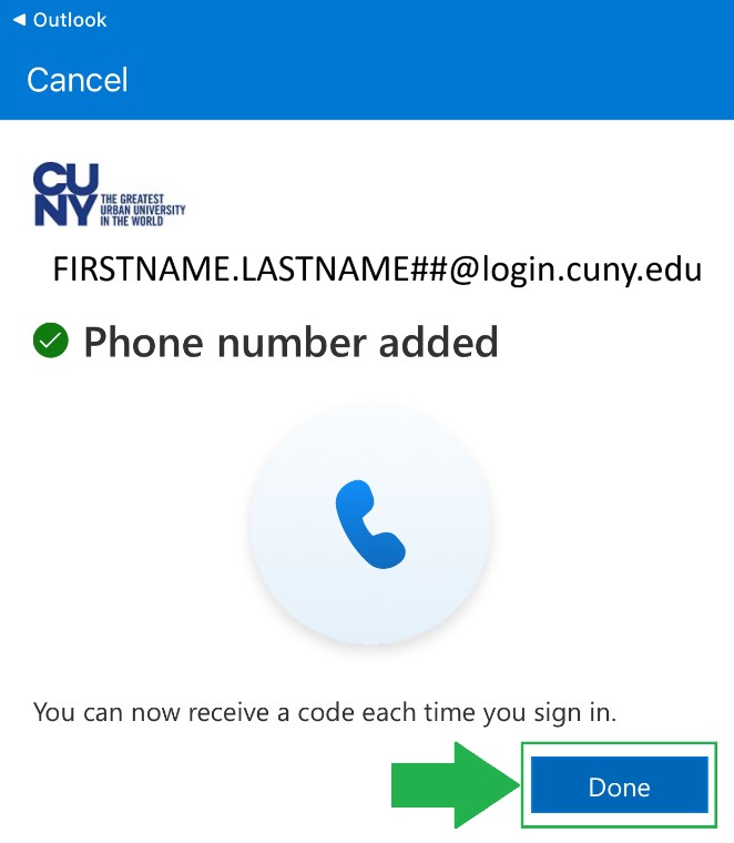 Add New Student Email to Outlook App on iPhone Step 8b