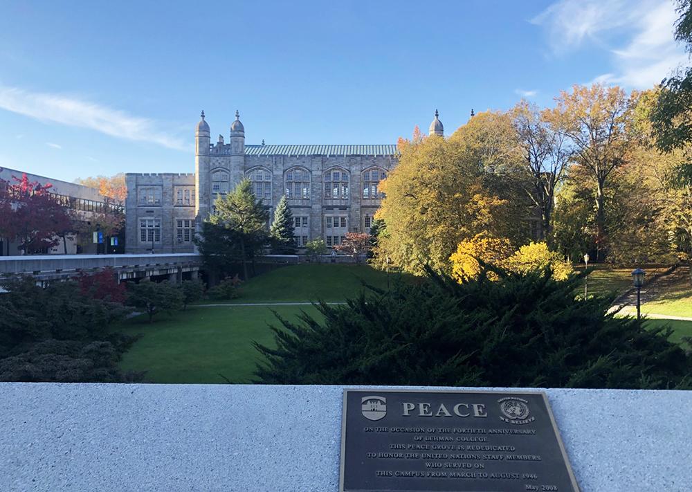 Photo of the Week: An inscribed plaque from the United Nations reflects the early morning sun on a fall day.  