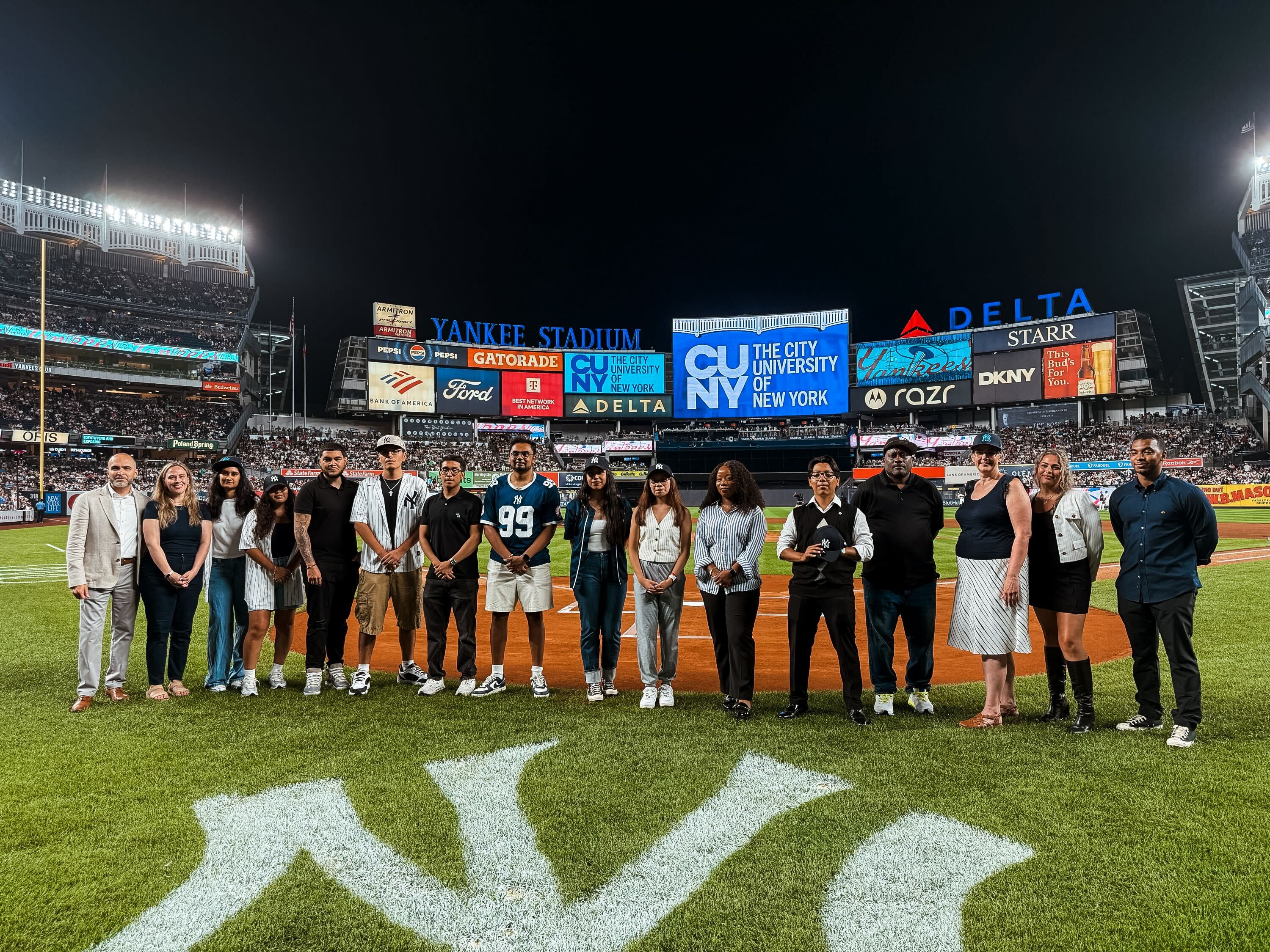 Students in the Sports Management Speaker Series were recognized on the field. (Photo: New York Yankees)