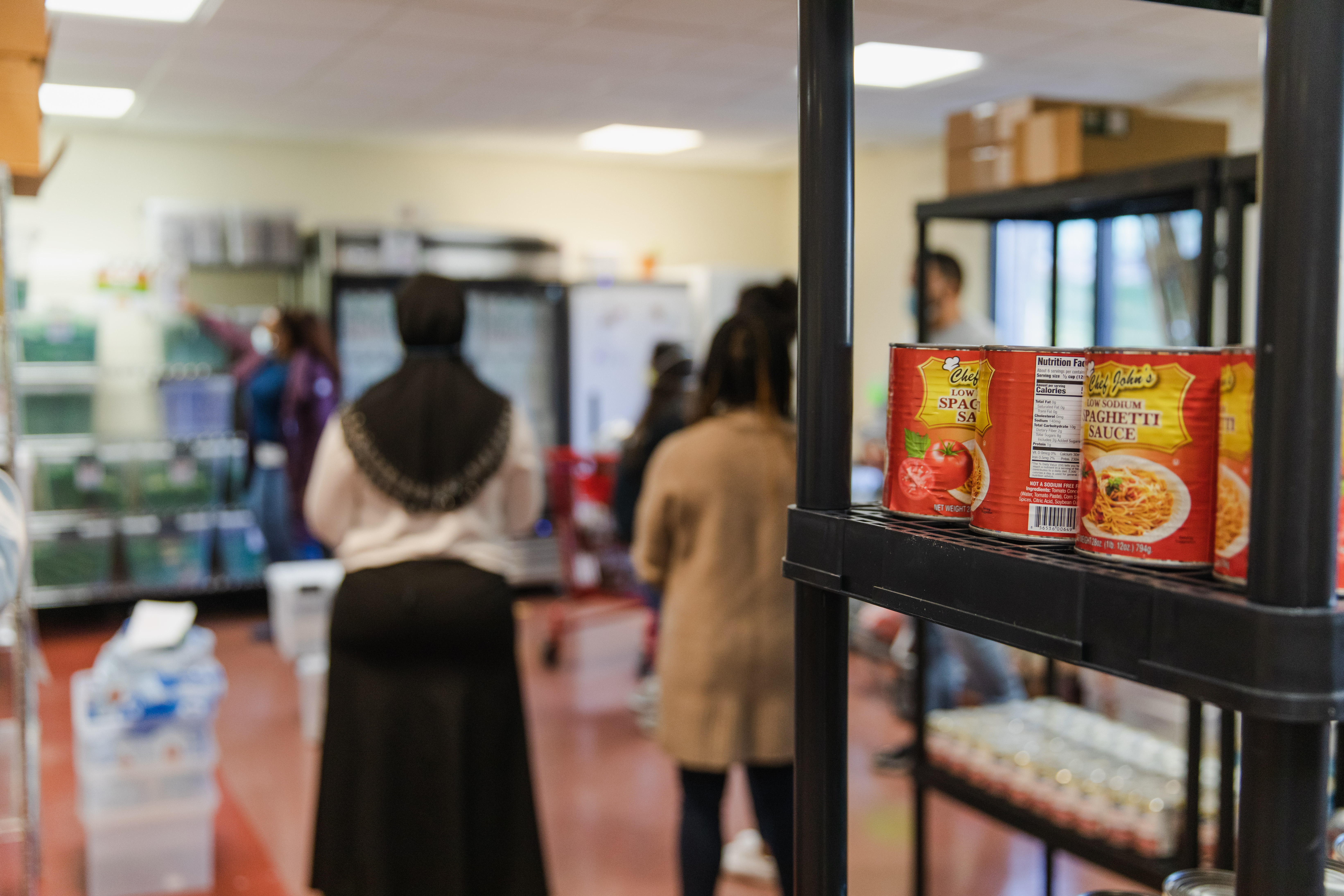 Students in the Lehman Food Pantry.