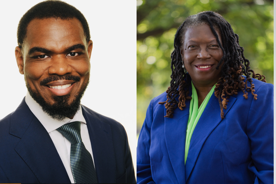 paired headshots of Morris Thomas (left) and Elgloria Harrison.