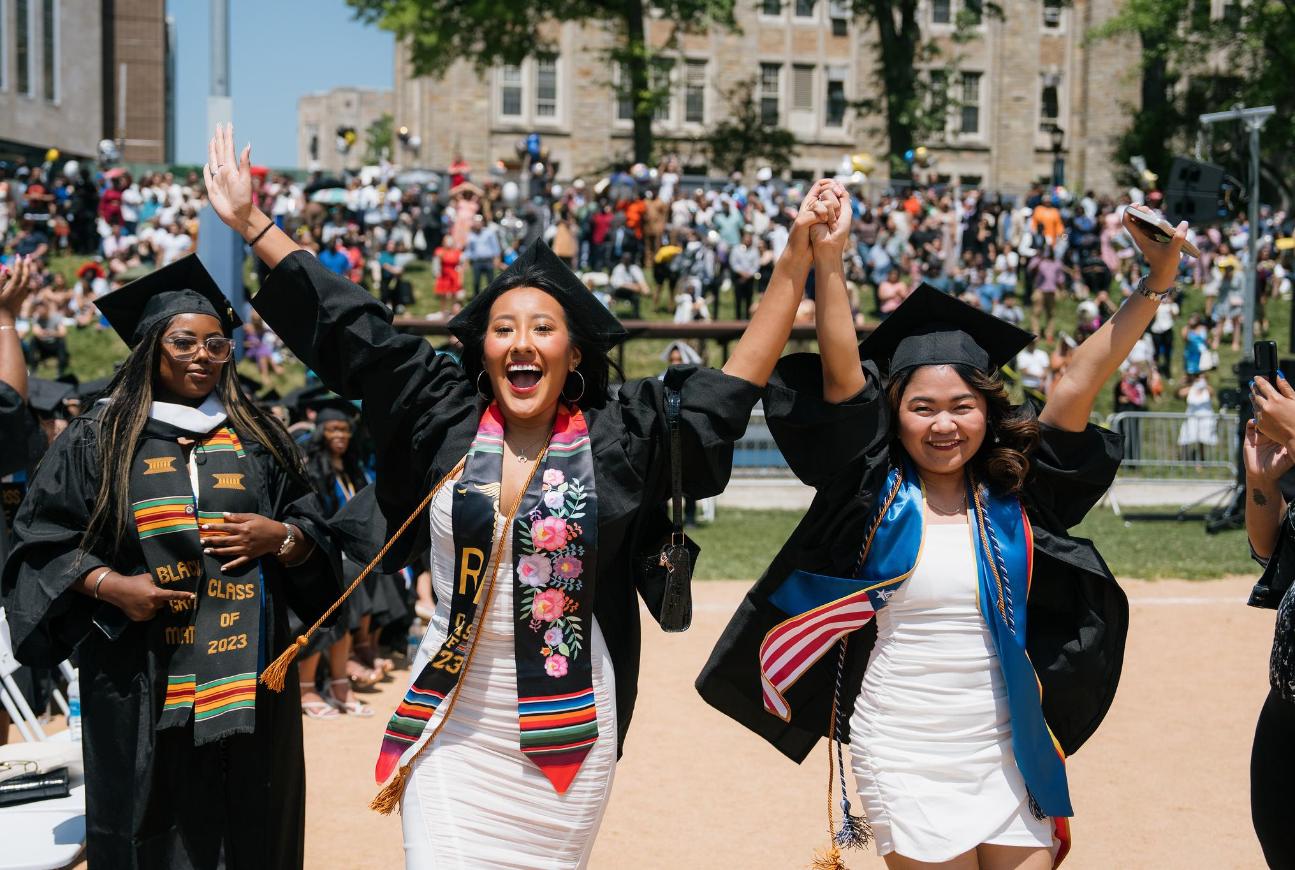 Lehman Students Cheering at Commencement