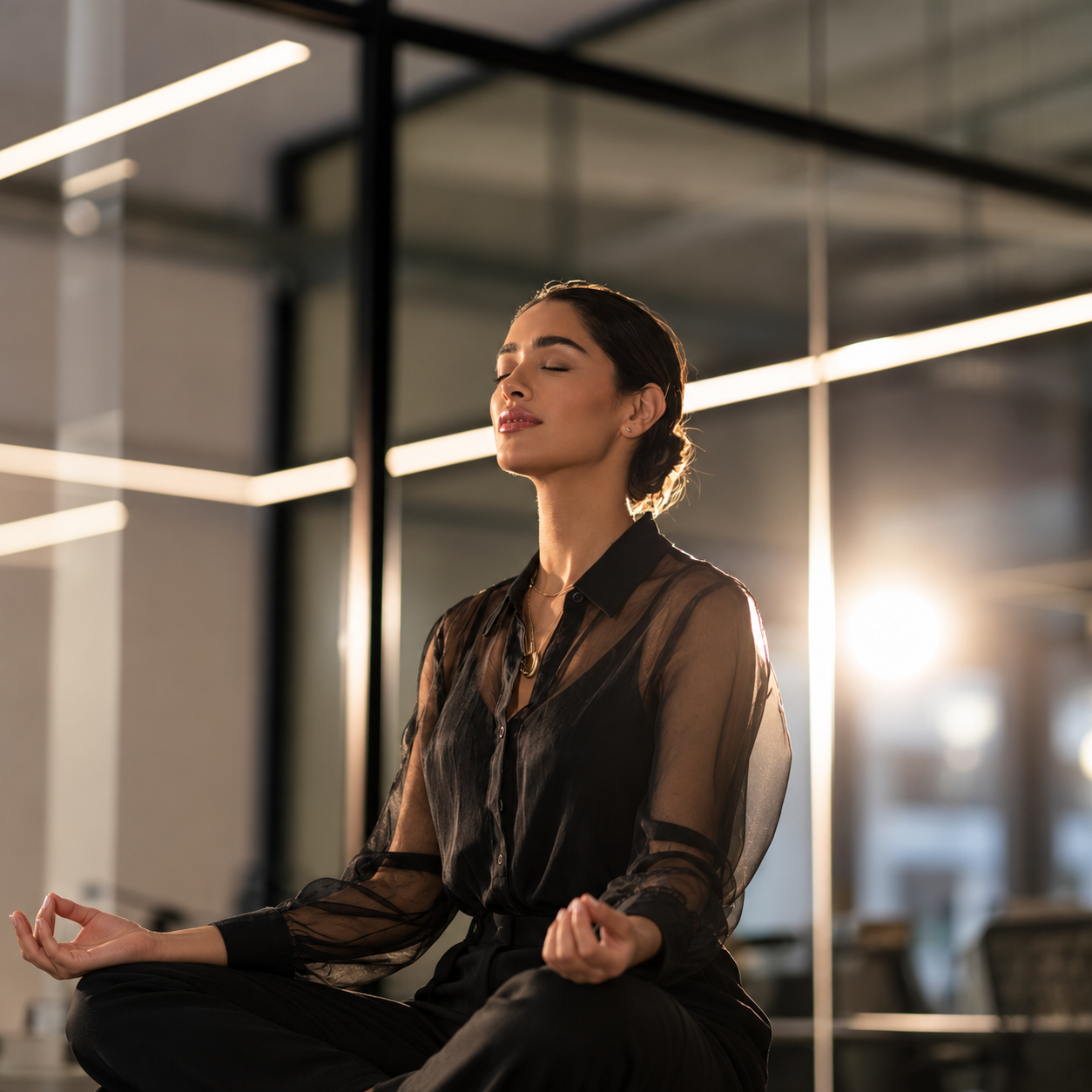 Serene Meditation in a Modern Office