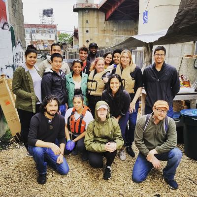 with students at event