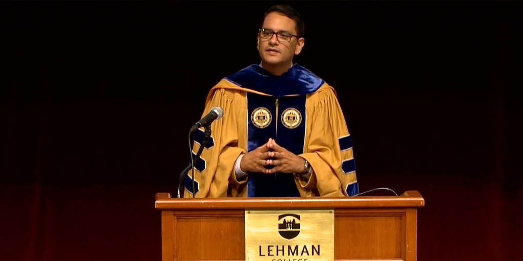 New Lehman College President José Luis Cruz delivered a historic convocation address to the campus community, outlining an optimistic vision for the future.